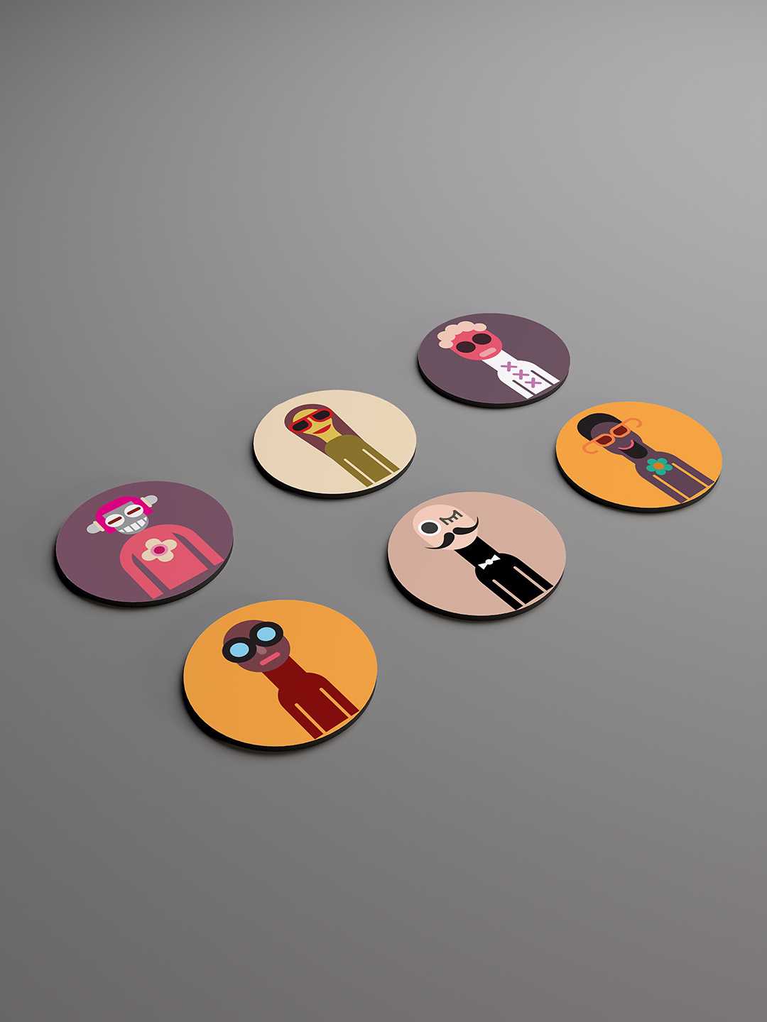 The Cool Crew Graphic Coasters - Pack of 6