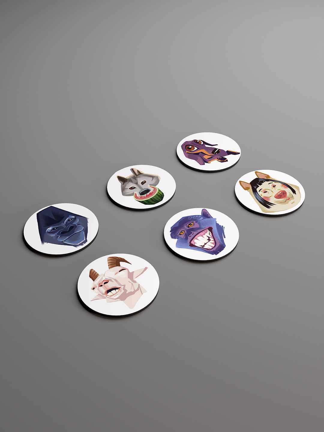 Anime Illustrations Graphic Coasters - Pack of 6