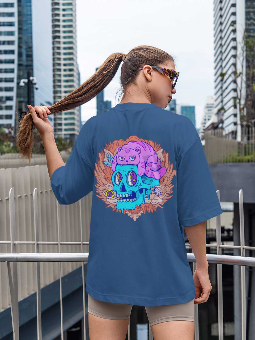 Cat Skull Oversized Tee