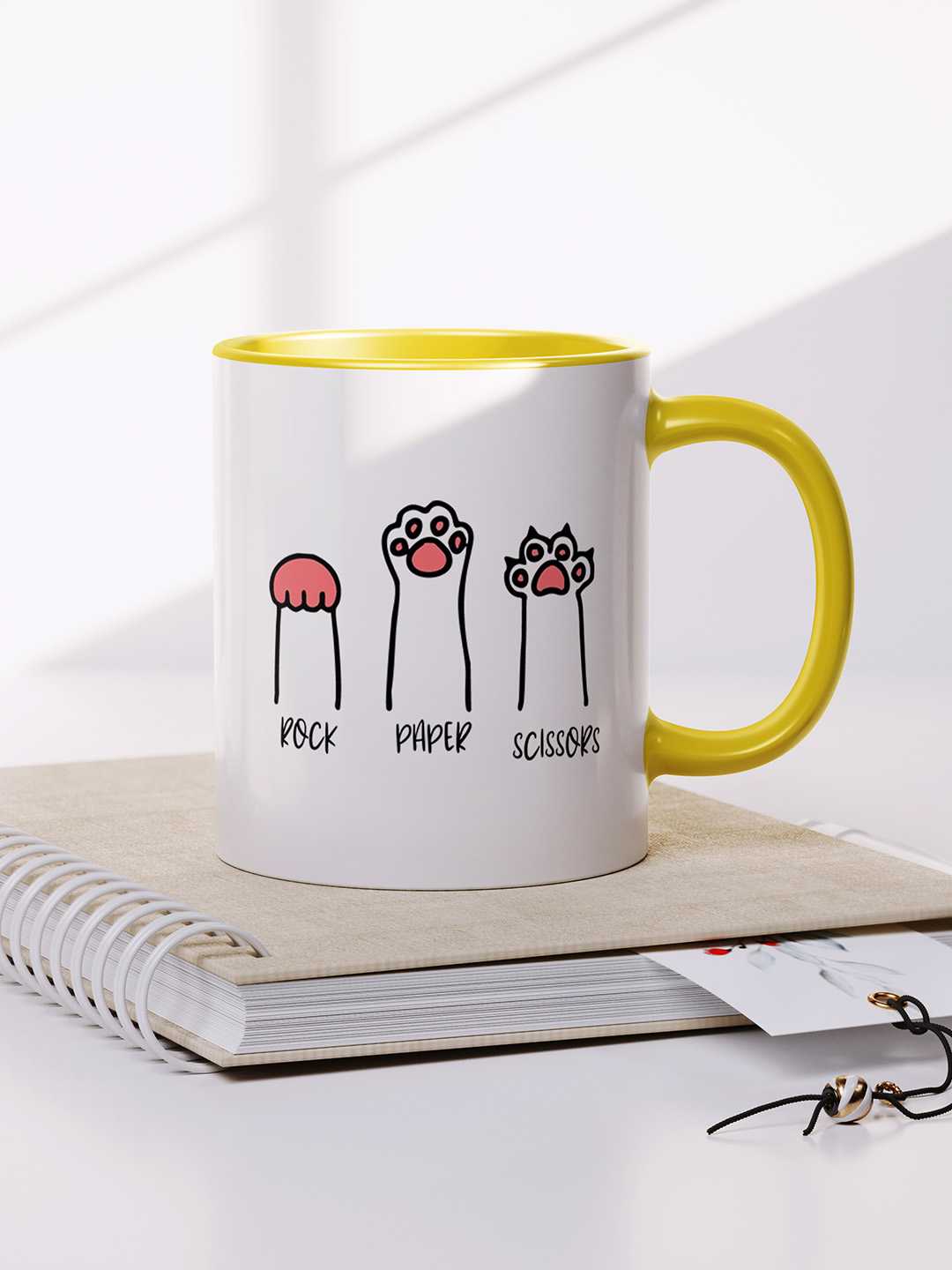 ROCK PAPER SCISSORS Graphic Printed Ceramic Mug
