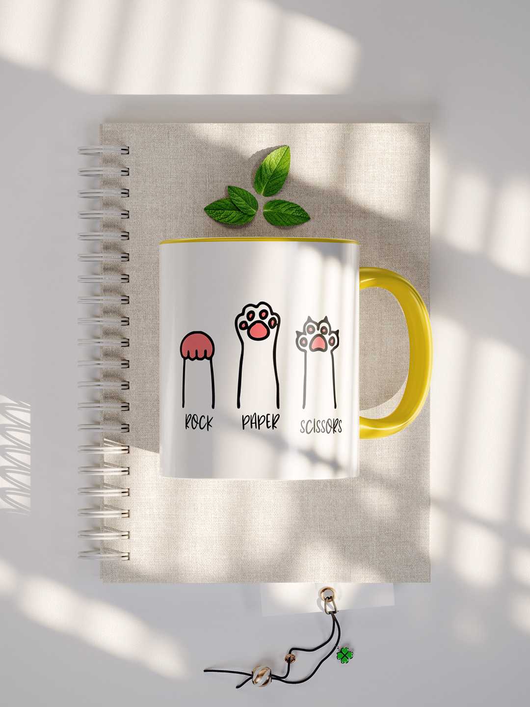 ROCK PAPER SCISSORS Graphic Printed Ceramic Mug