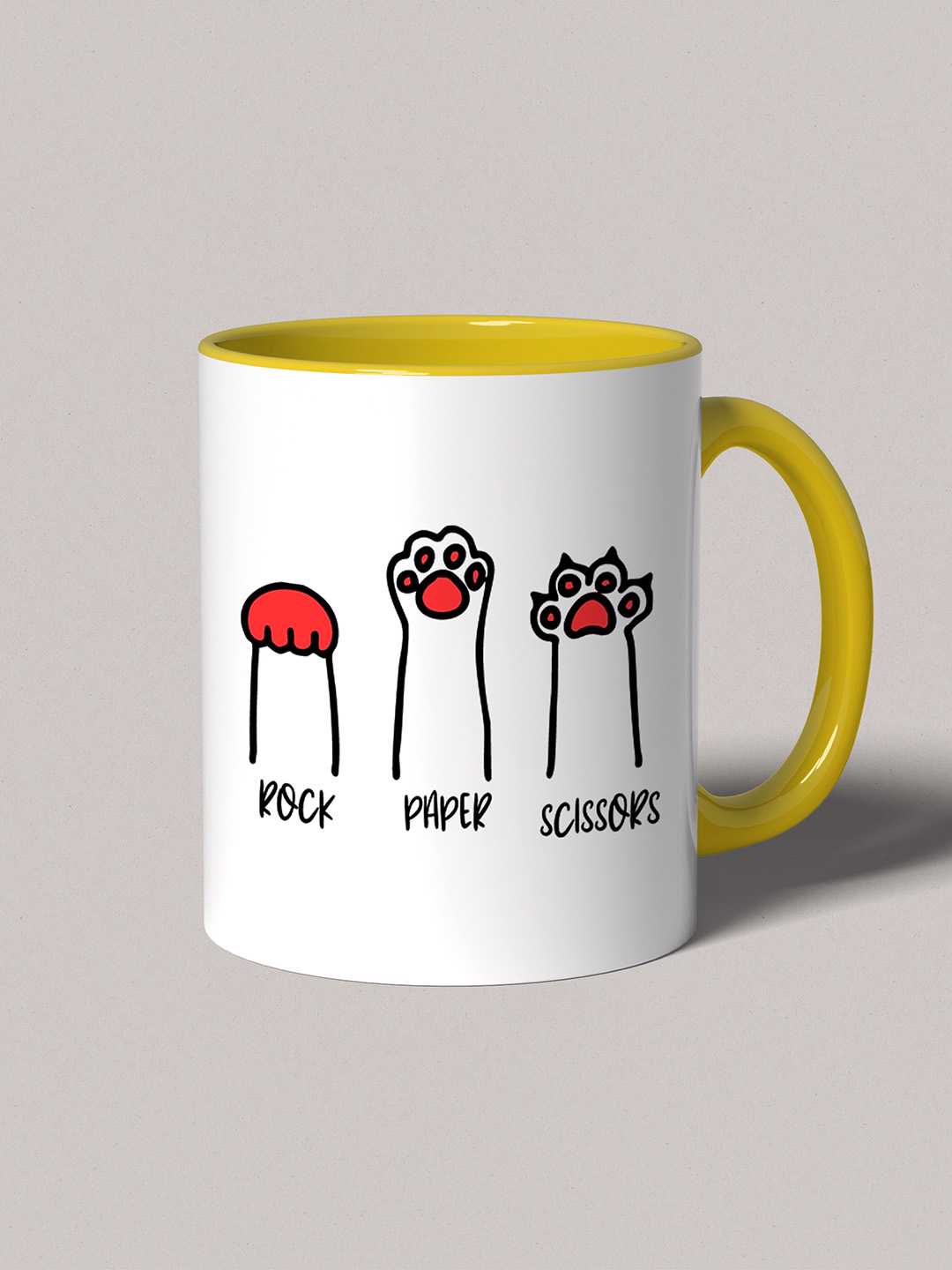 ROCK PAPER SCISSORS Graphic Printed Ceramic Mug