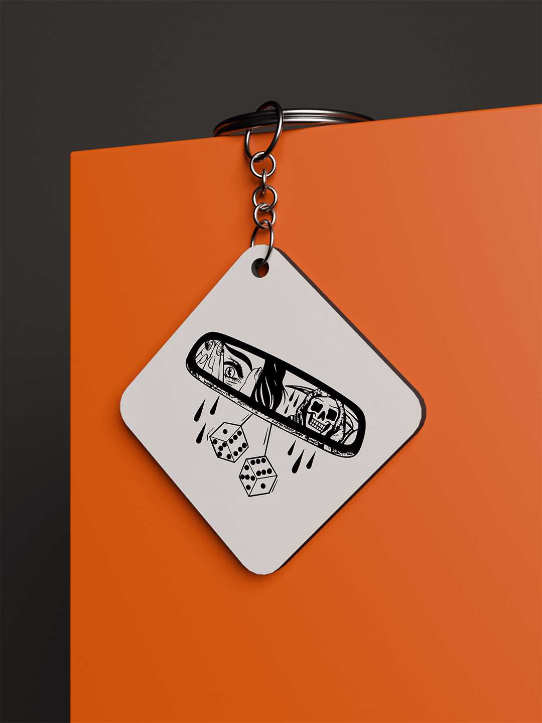 Rear View Mirror Graphic Keychain