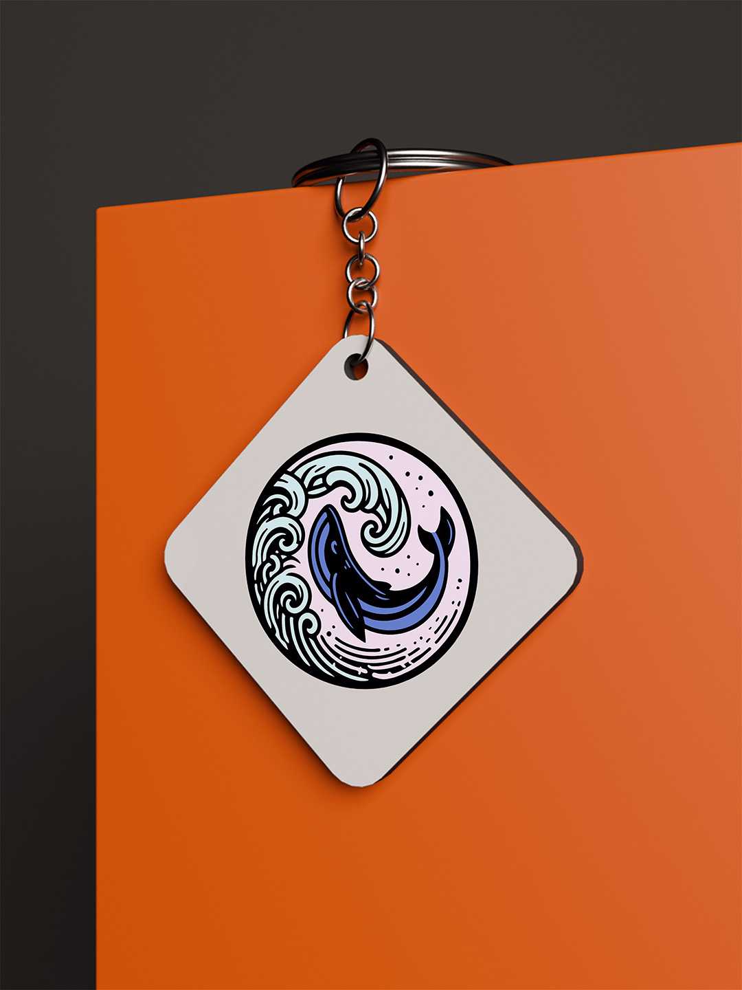 Whale Art Graphic Keychain