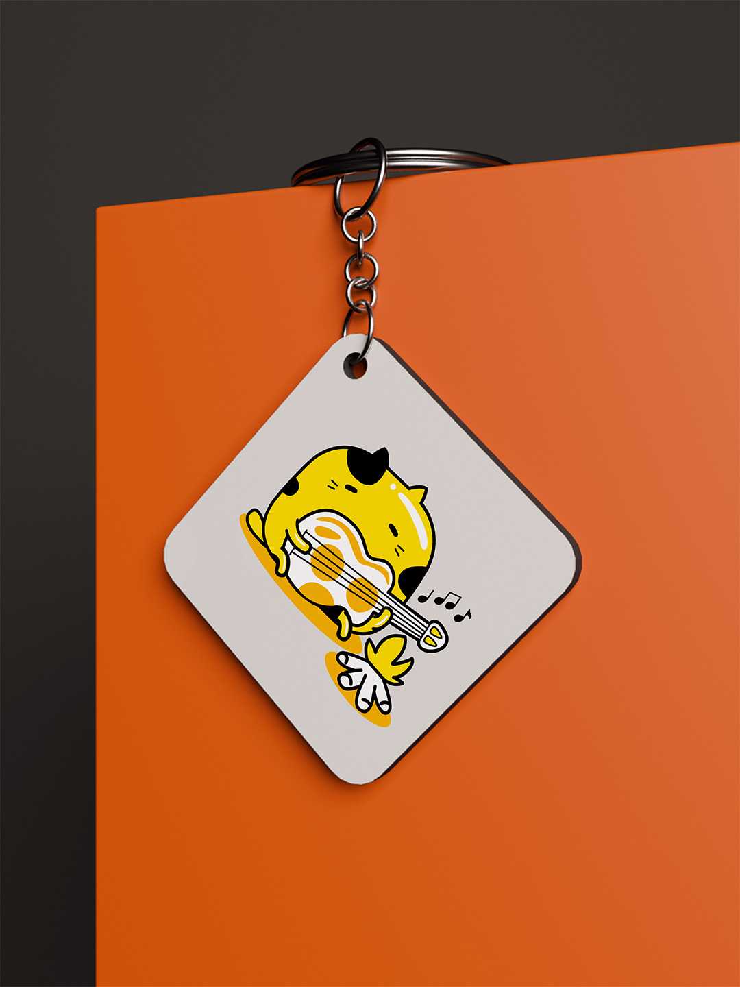 Musical Cat Graphic Keychain