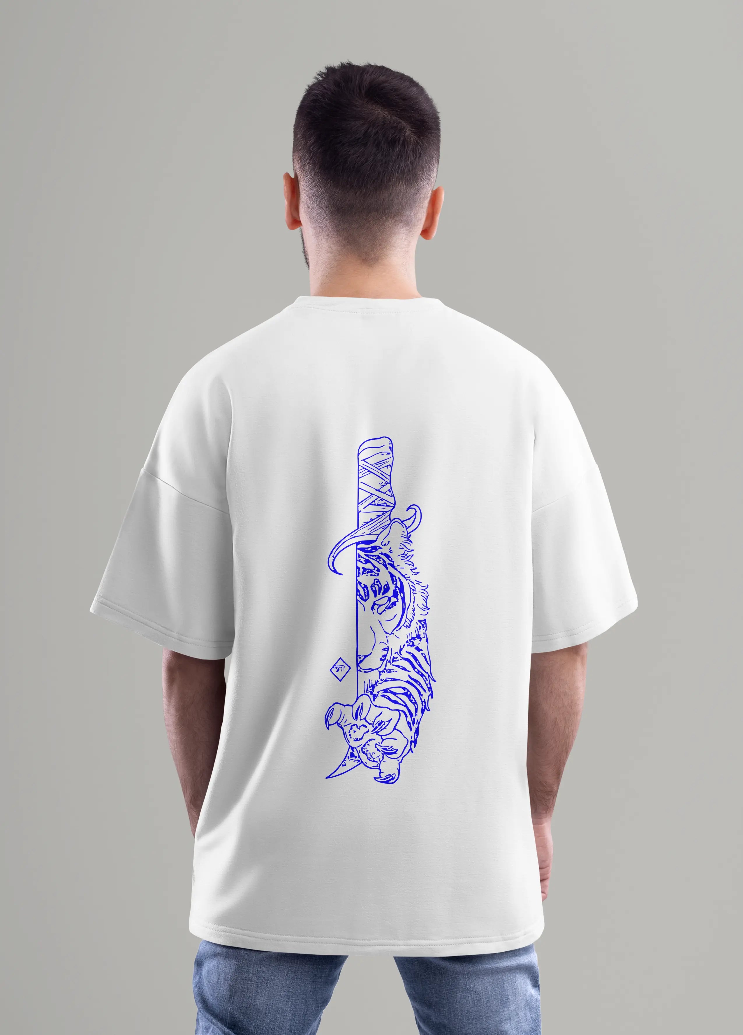 Neon Blue Cyber-Tiger Dagger
