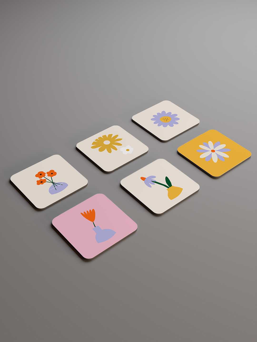 Floral Graphic Coasters - Pack of 6
