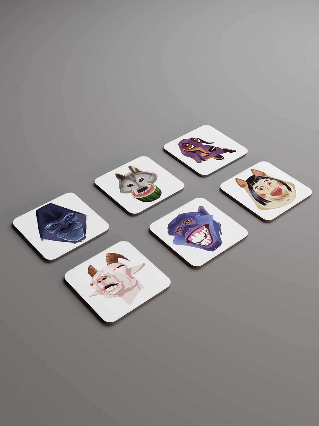 Anime Illustrations Graphic Coasters - Pack of 6