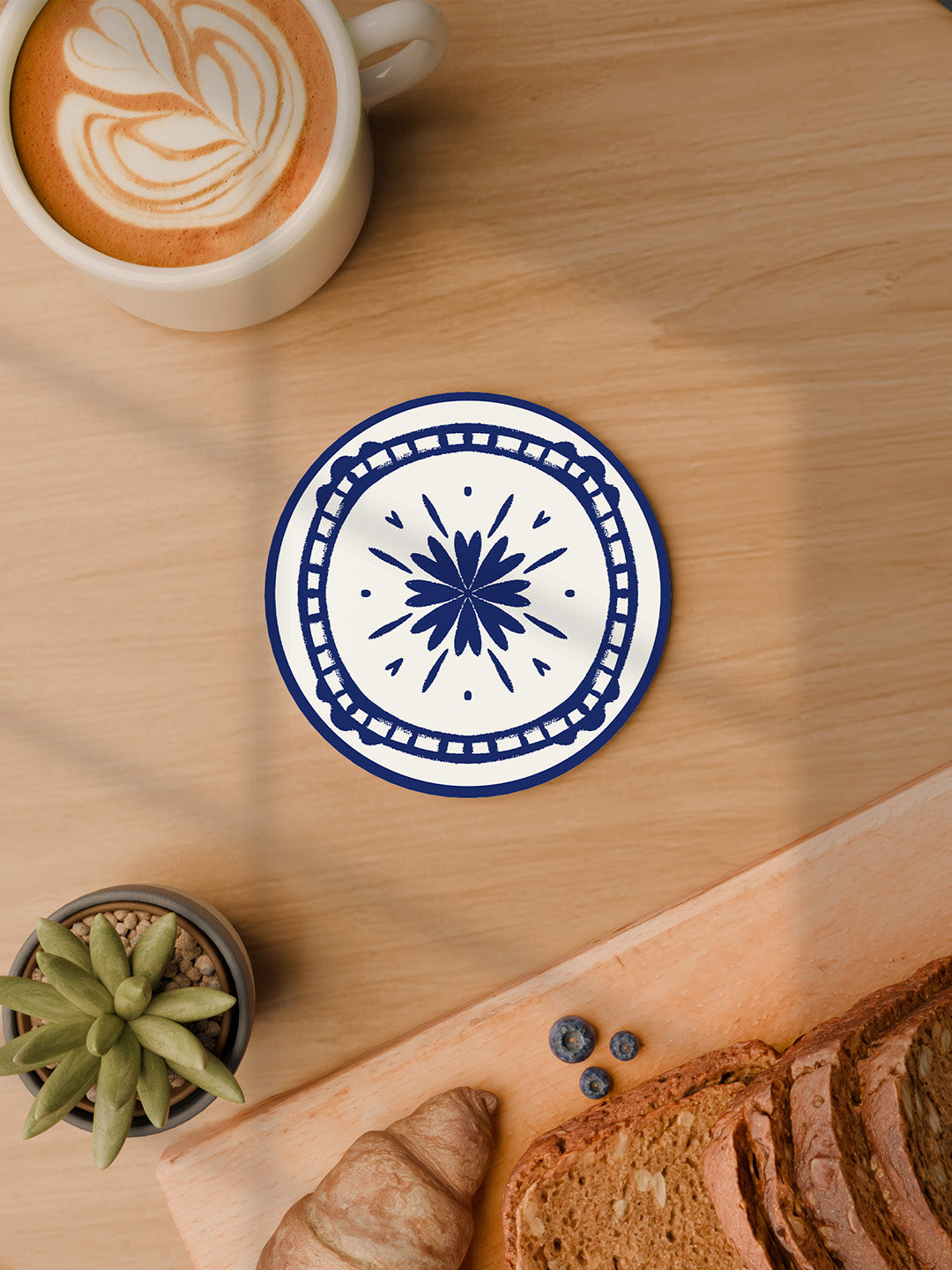 Indigo Charm Graphic Coasters - Pack of 6