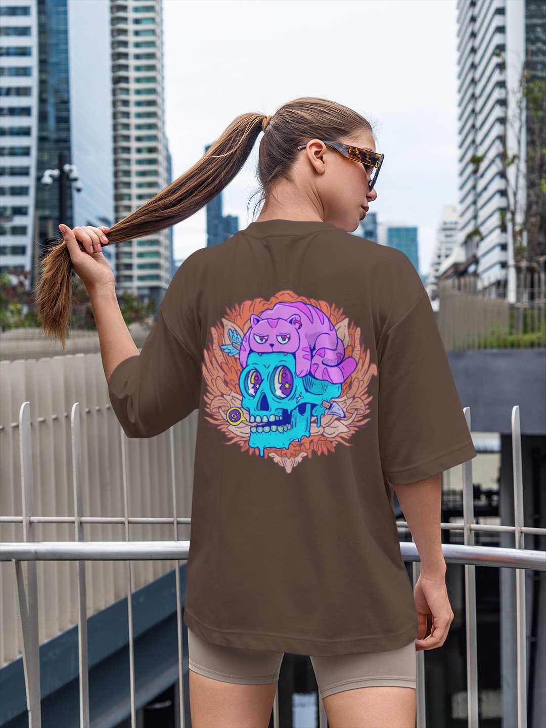 Cat Skull Oversized Tee