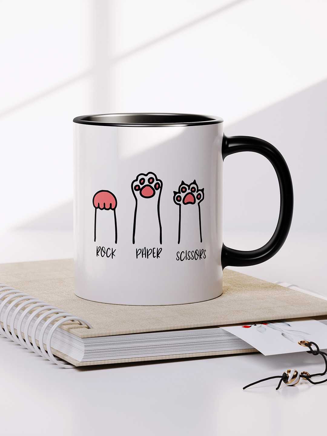 ROCK PAPER SCISSORS Graphic Printed Ceramic Mug