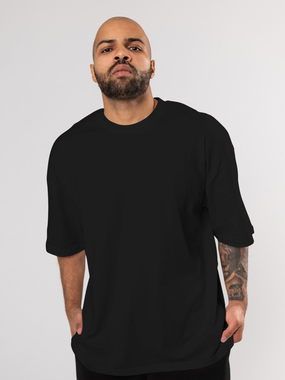 Black Solid Oversized Tee