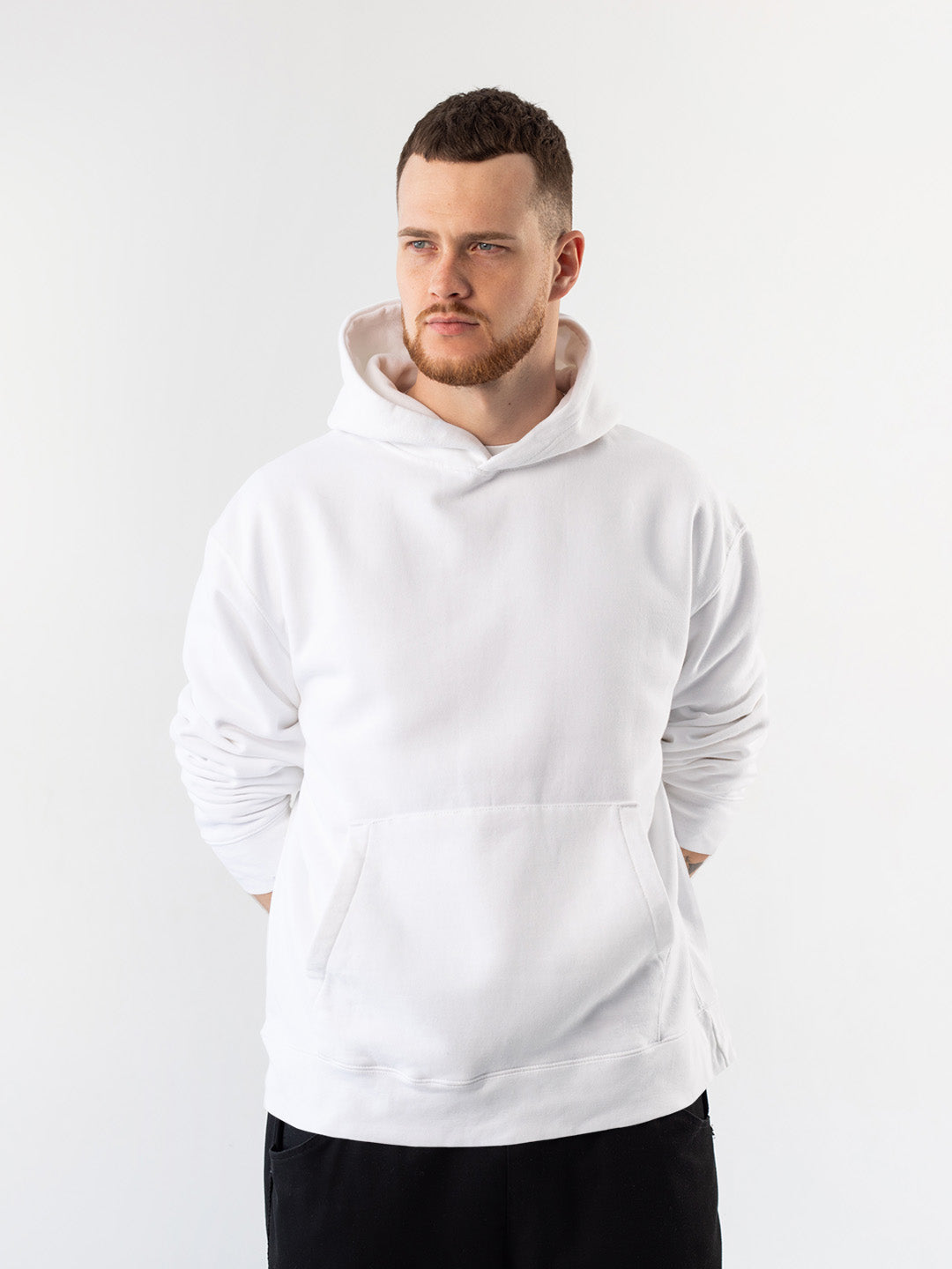 White Solid Unisex Hoodie