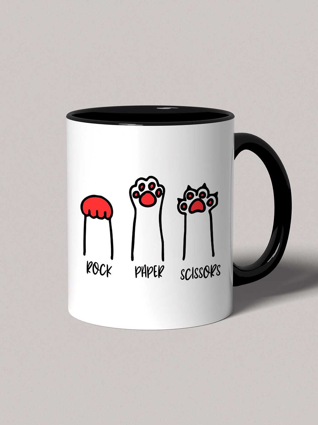 ROCK PAPER SCISSORS Graphic Printed Ceramic Mug