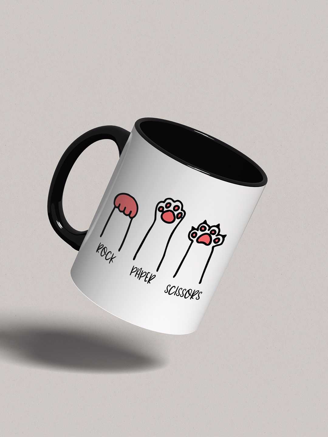 ROCK PAPER SCISSORS Graphic Printed Ceramic Mug
