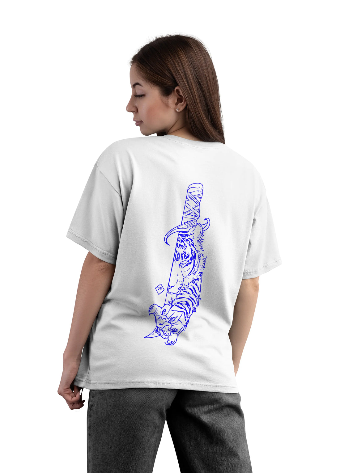 Neon Blue Cyber-Tiger Dagger