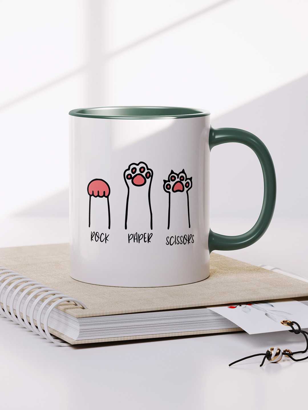 ROCK PAPER SCISSORS Graphic Printed Ceramic Mug