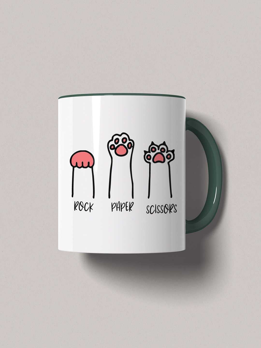 ROCK PAPER SCISSORS Graphic Printed Ceramic Mug