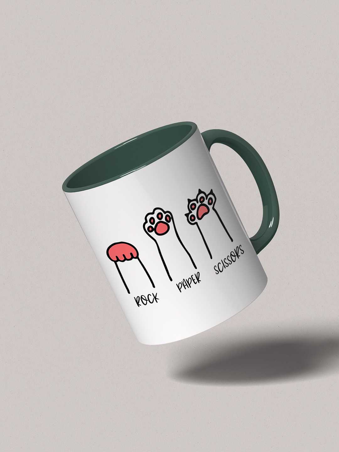 ROCK PAPER SCISSORS Graphic Printed Ceramic Mug