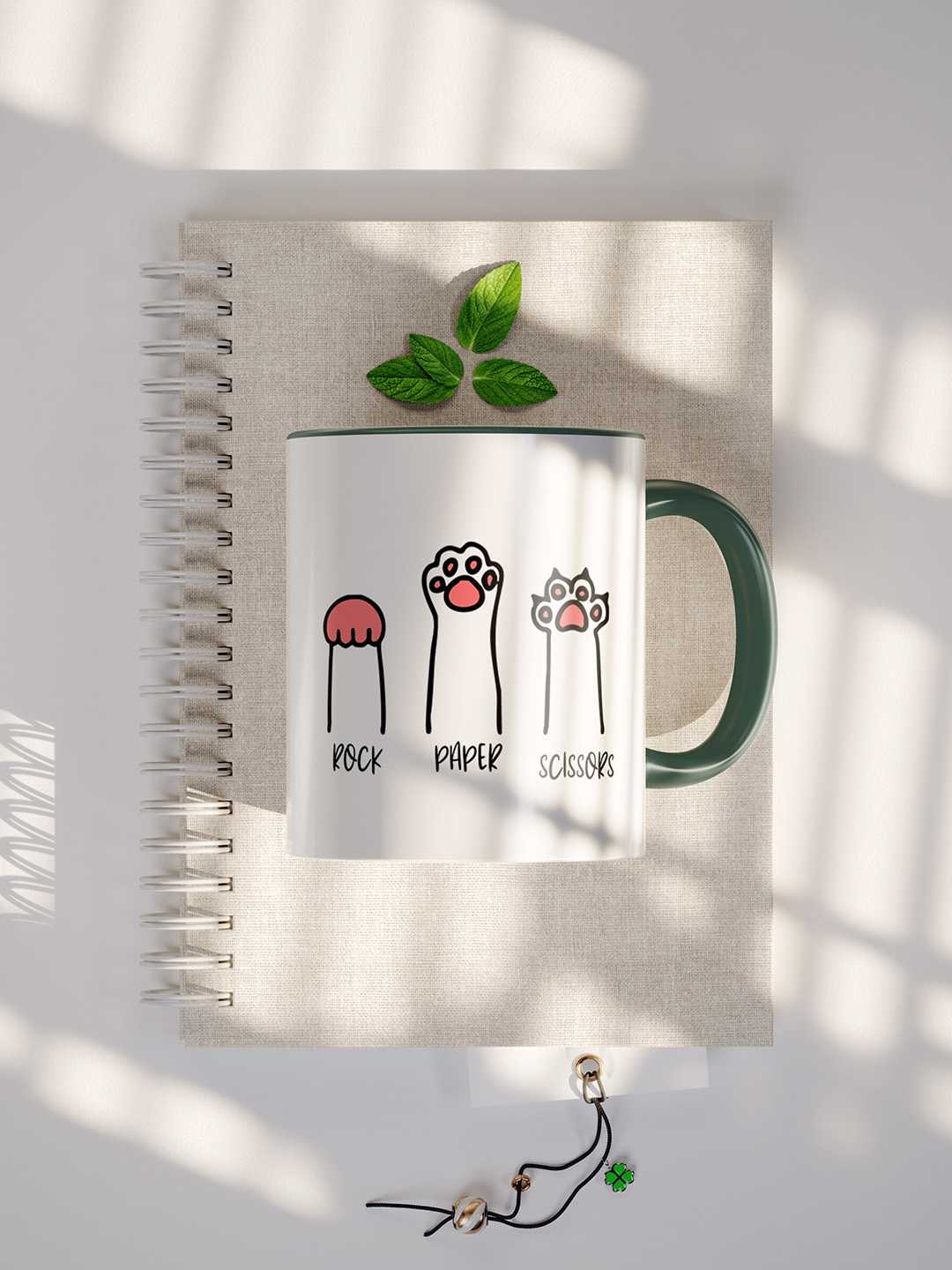 ROCK PAPER SCISSORS Graphic Printed Ceramic Mug