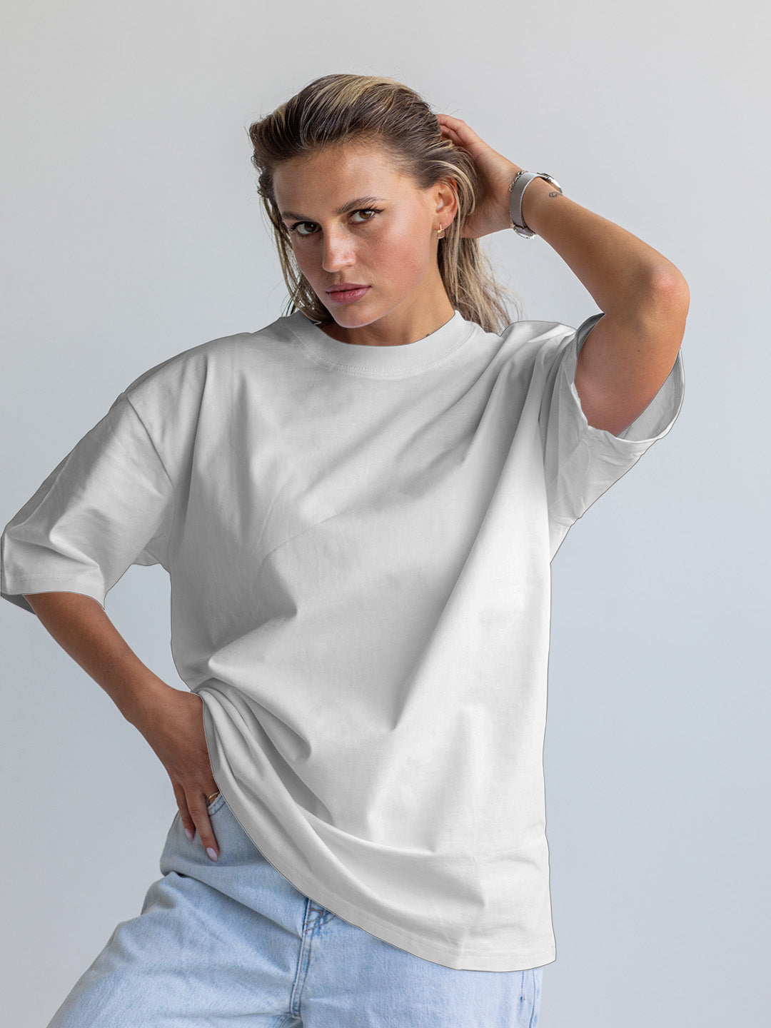 White Solid Oversized Tee
