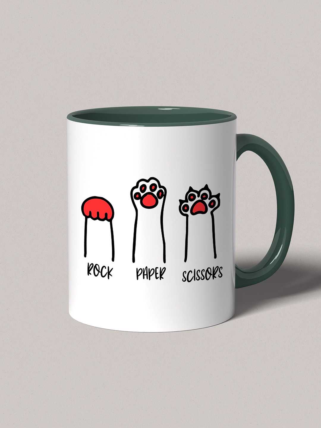 ROCK PAPER SCISSORS Graphic Printed Ceramic Mug