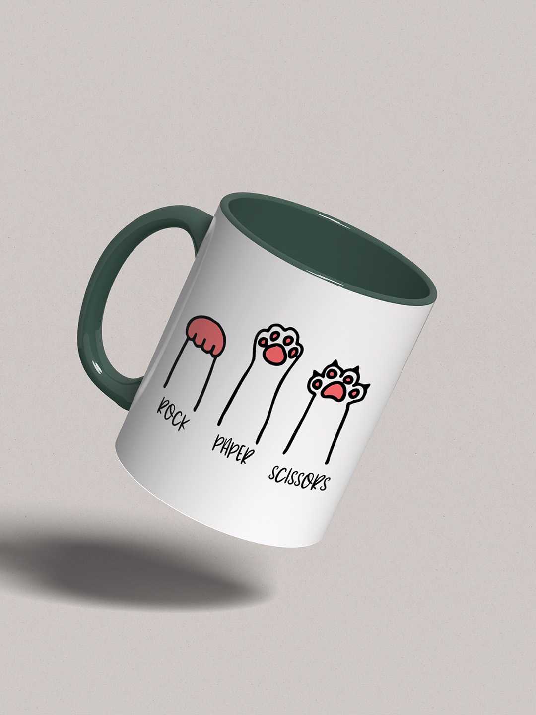 ROCK PAPER SCISSORS Graphic Printed Ceramic Mug