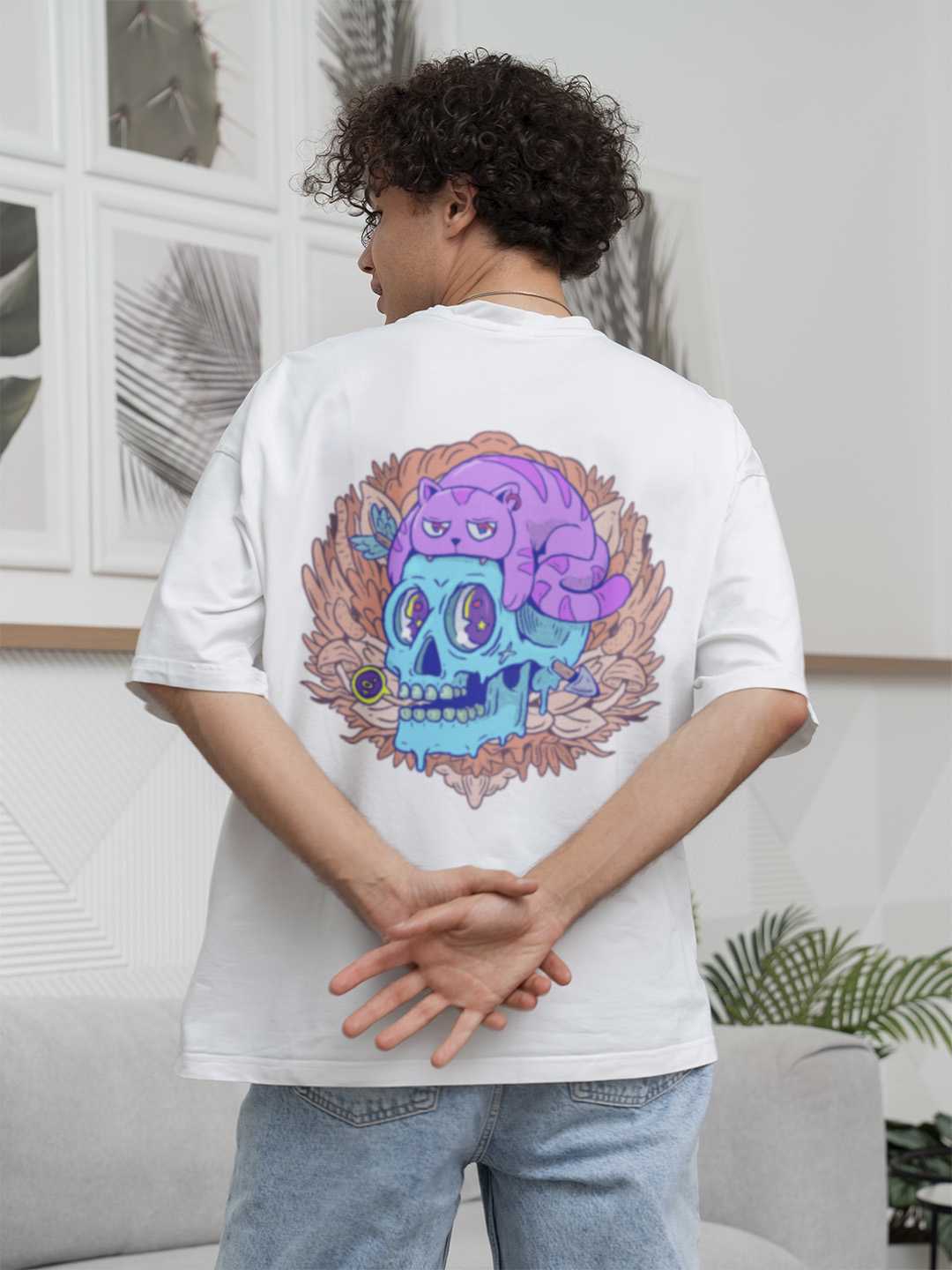 Cat Skull Oversized Tee