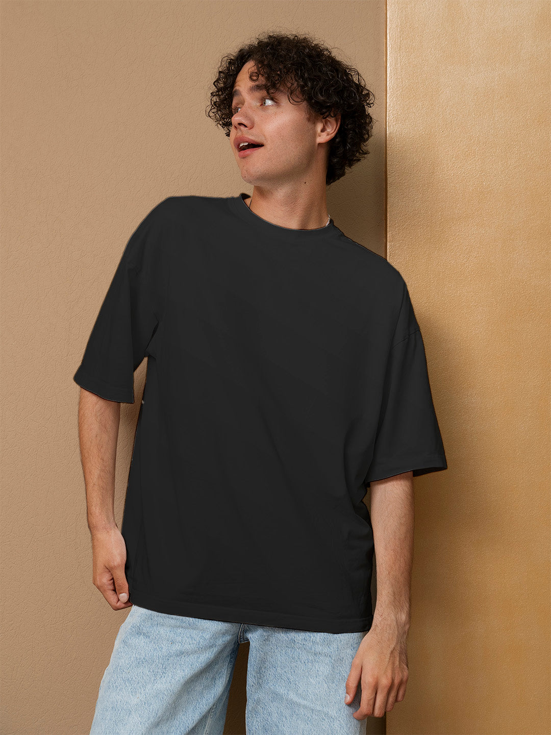 Black Solid Oversized Tee