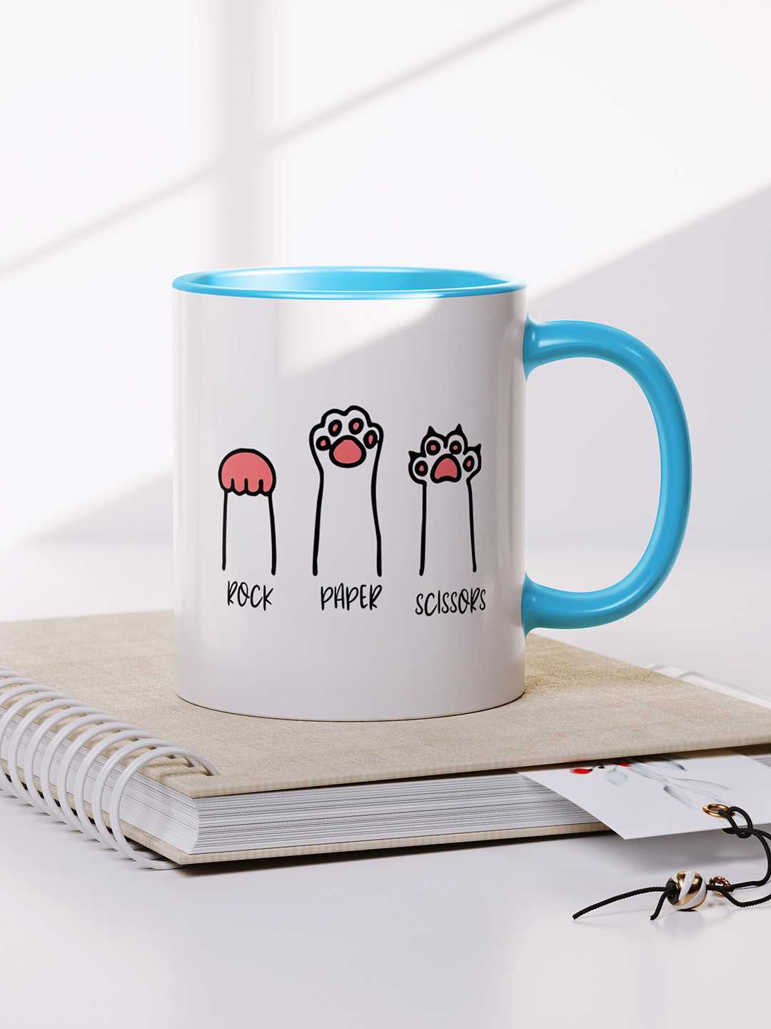 ROCK PAPER SCISSORS Graphic Printed Ceramic Mug
