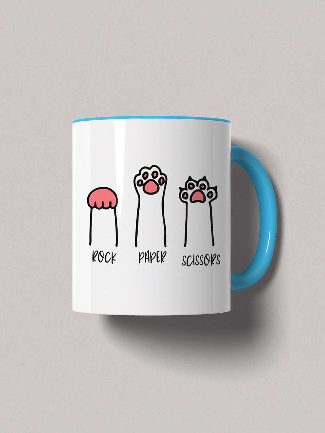 ROCK PAPER SCISSORS Graphic Printed Ceramic Mug