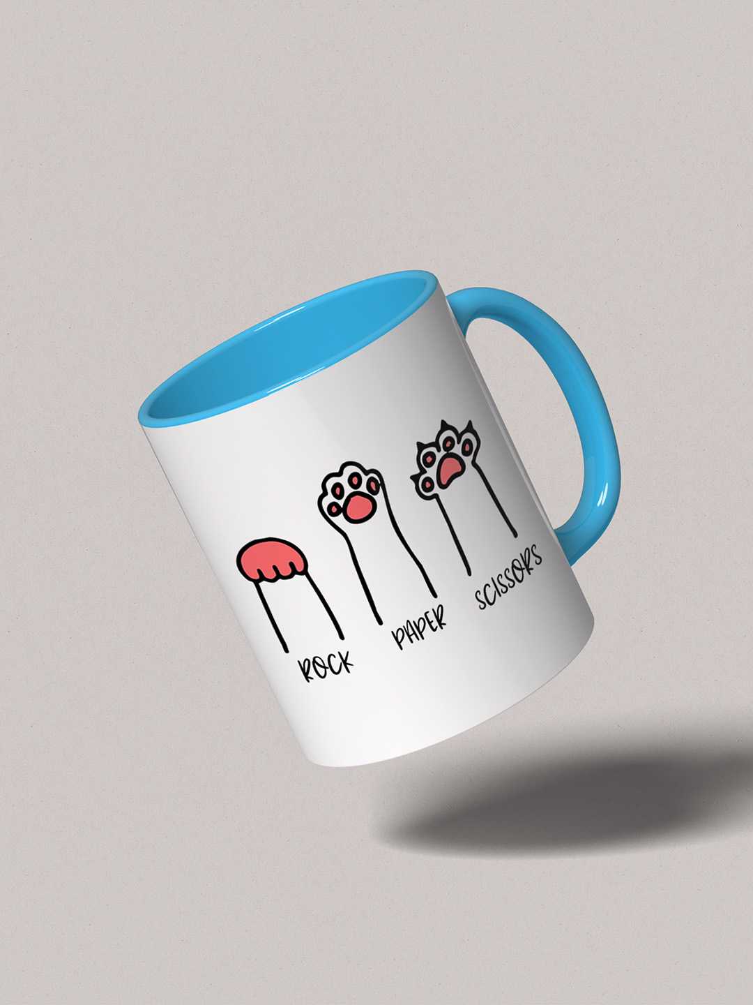 ROCK PAPER SCISSORS Graphic Printed Ceramic Mug