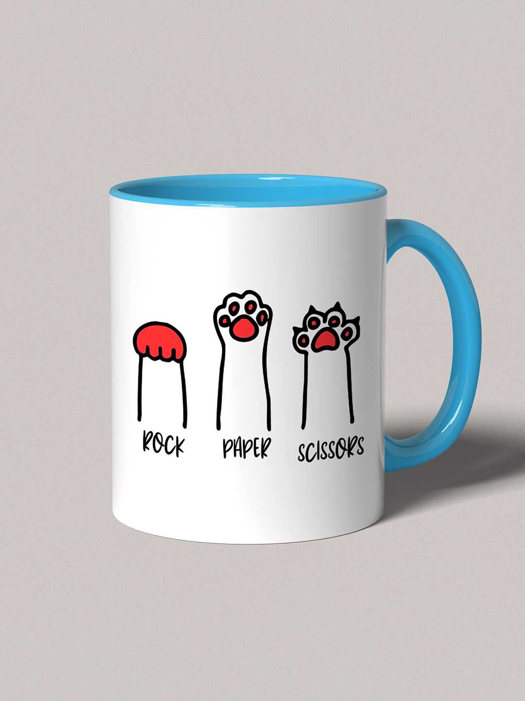 ROCK PAPER SCISSORS Graphic Printed Ceramic Mug