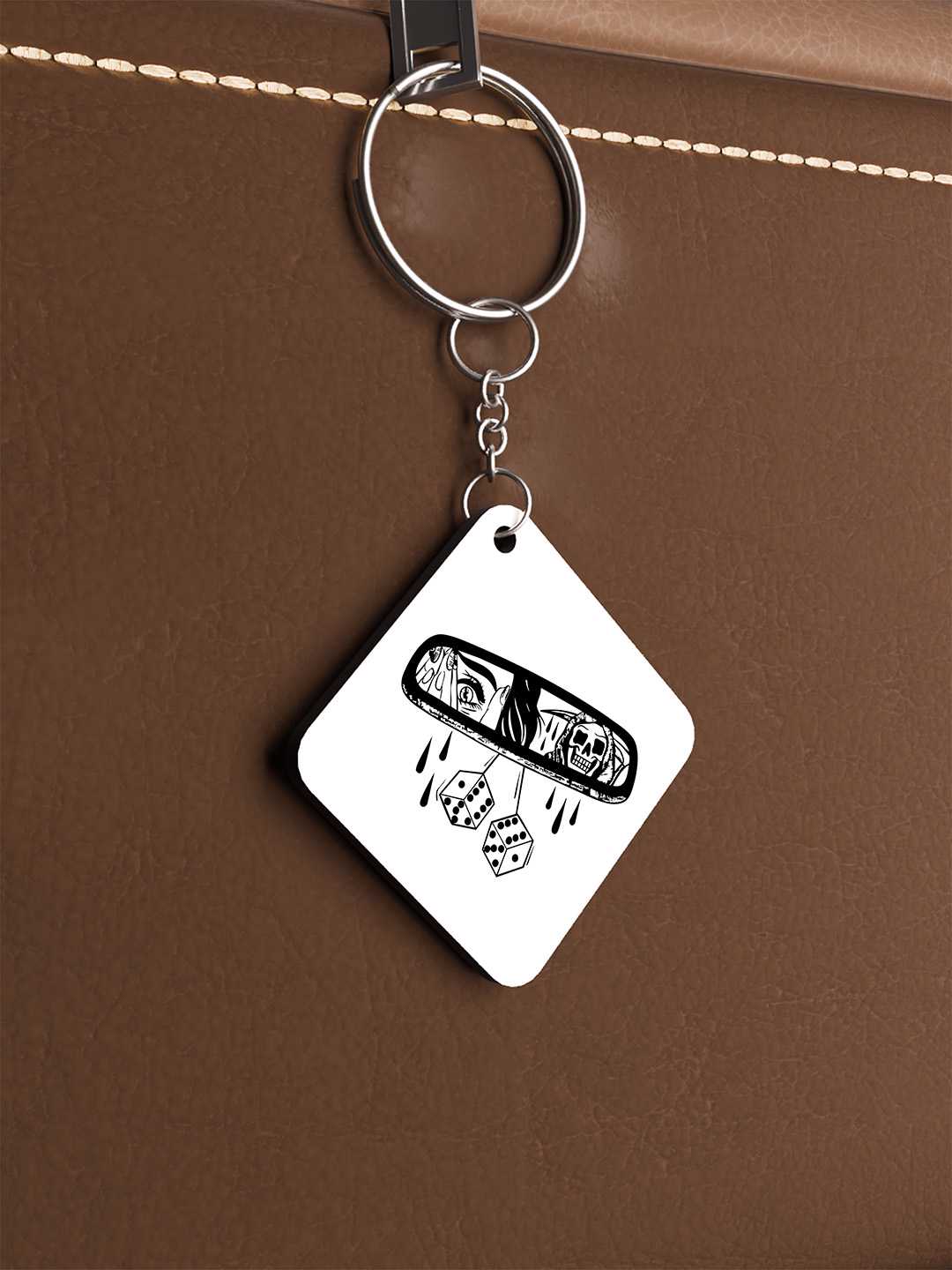 Rear View Mirror Graphic Keychain