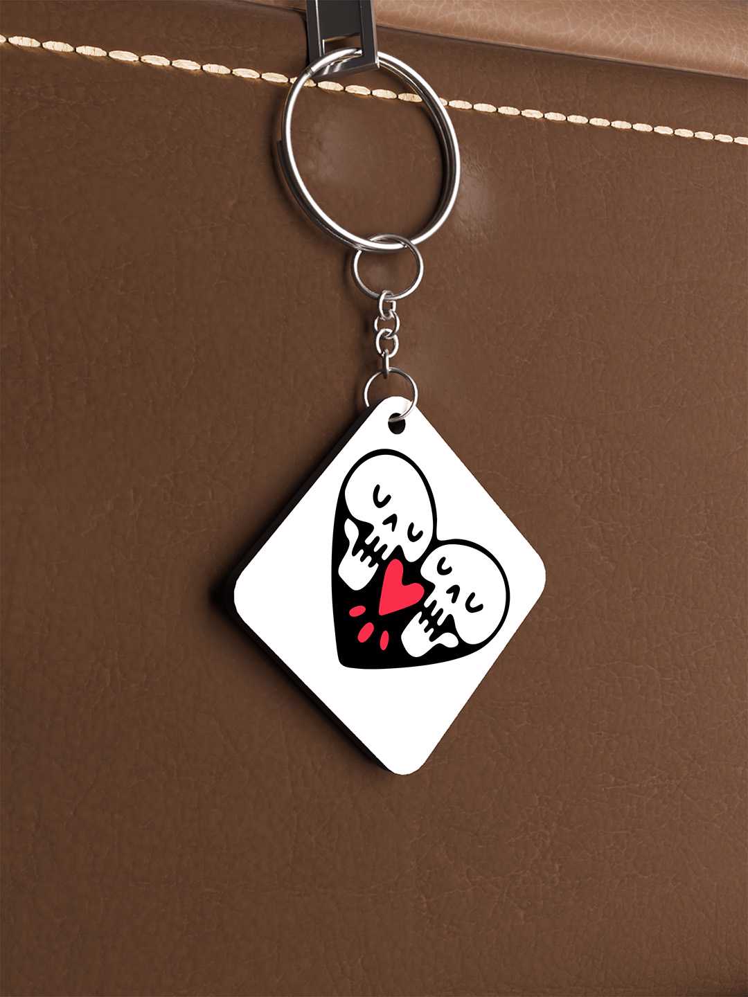 Skull Heart Art Graphic Keychain