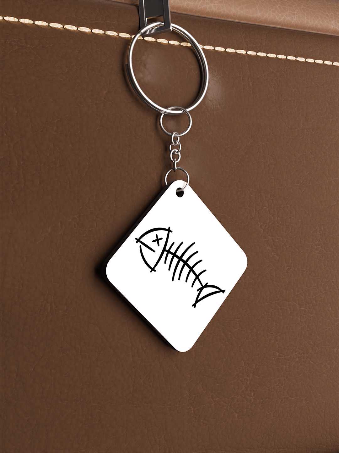 Fish Bone Graphic Keychain
