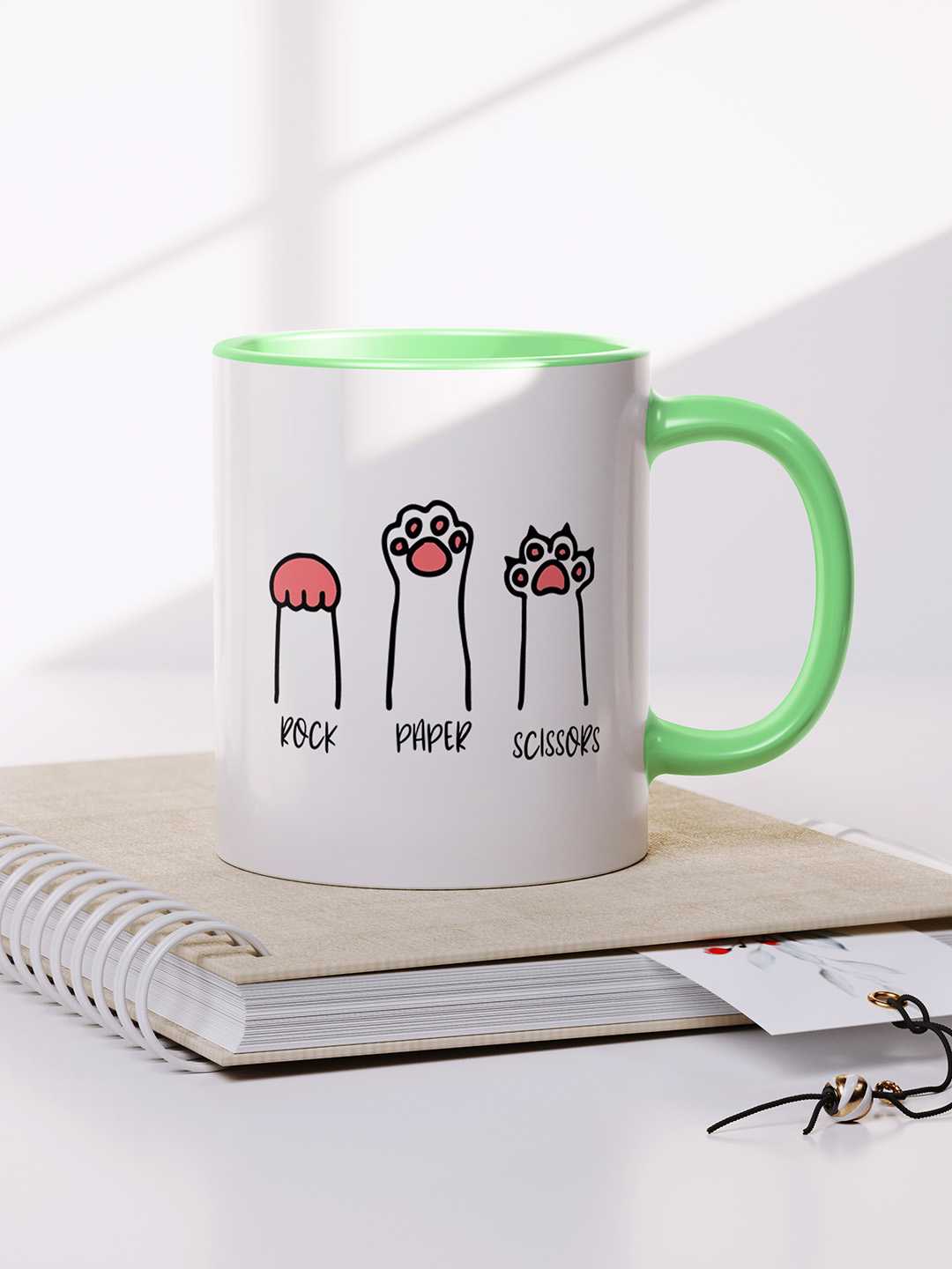 ROCK PAPER SCISSORS Graphic Printed Ceramic Mug