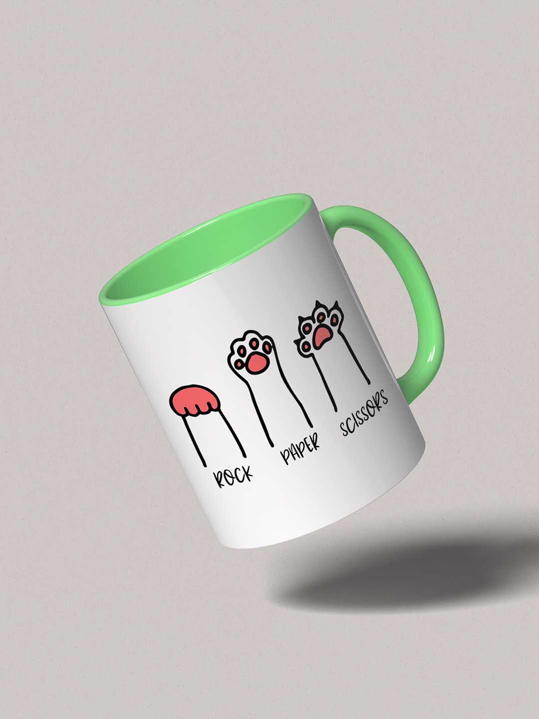 ROCK PAPER SCISSORS Graphic Printed Ceramic Mug