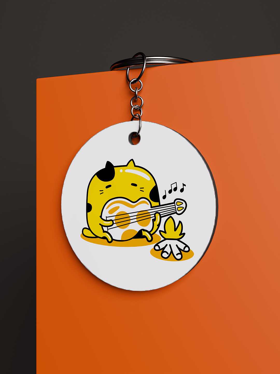 Musical Cat Graphic Keychain