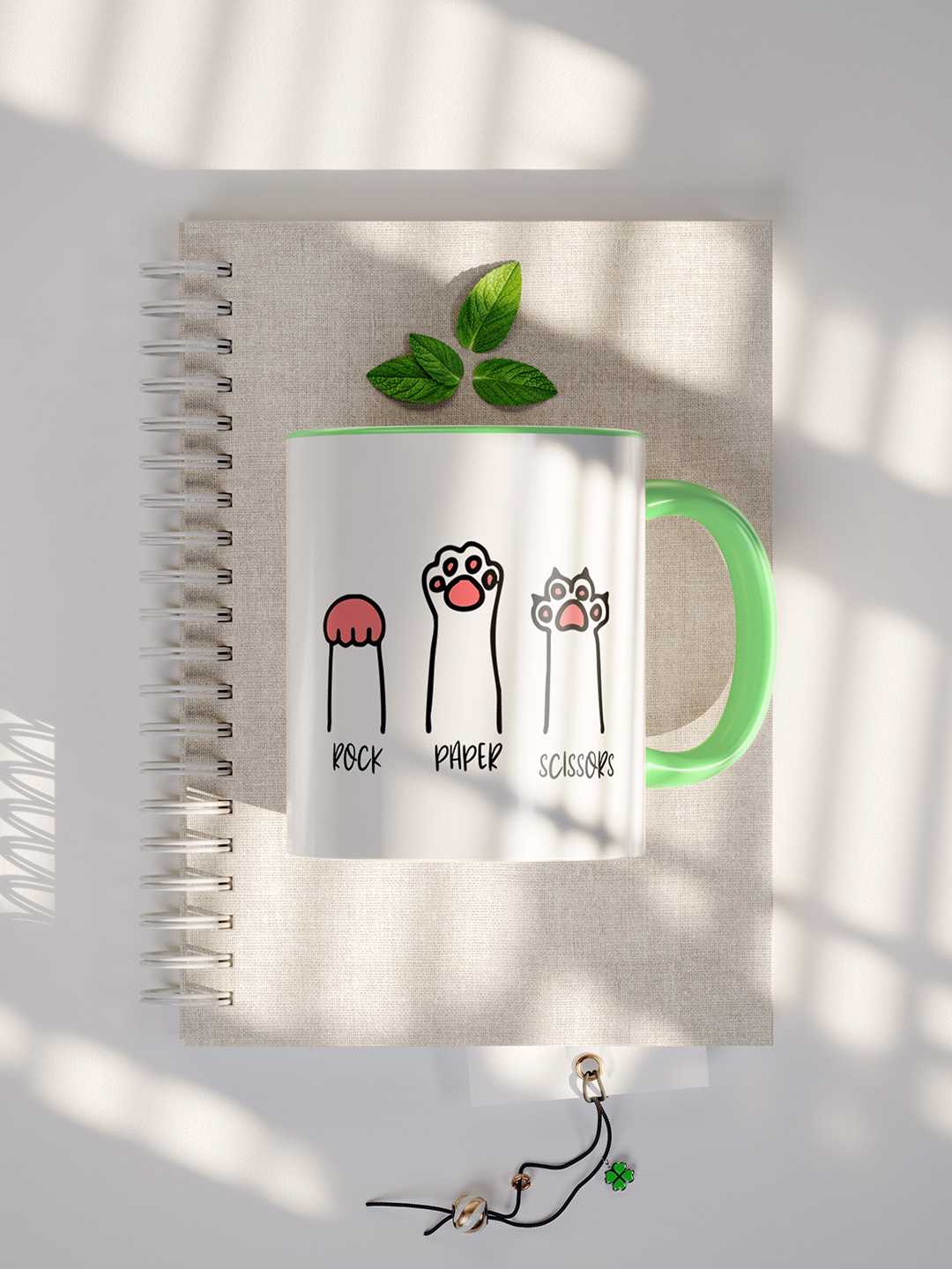 ROCK PAPER SCISSORS Graphic Printed Ceramic Mug