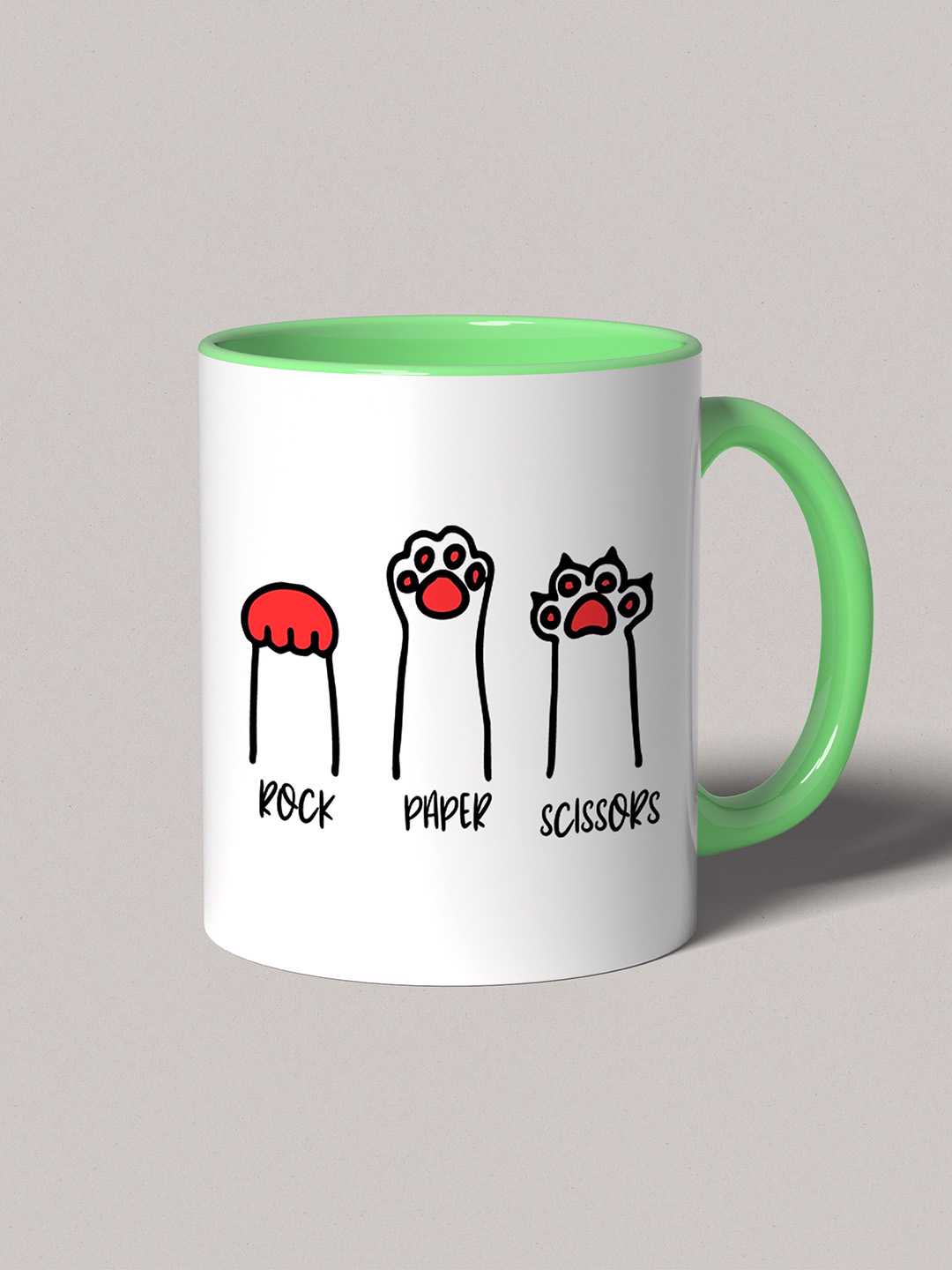 ROCK PAPER SCISSORS Graphic Printed Ceramic Mug