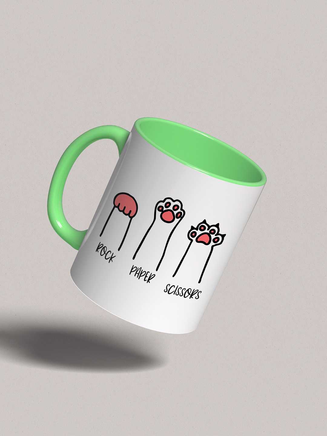 ROCK PAPER SCISSORS Graphic Printed Ceramic Mug