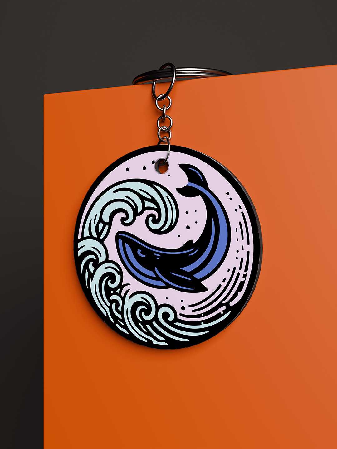 Whale Art Graphic Keychain