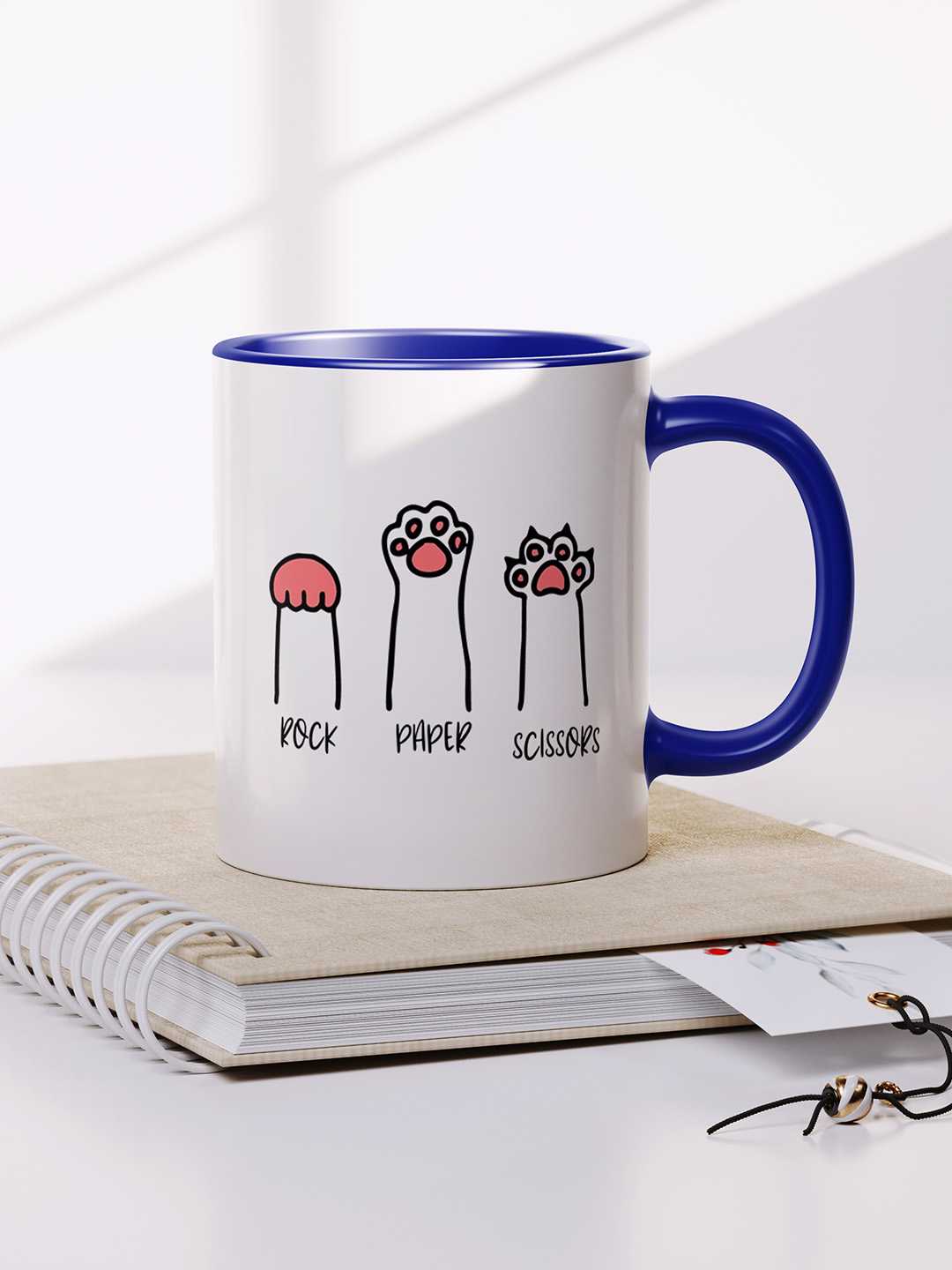 ROCK PAPER SCISSORS Graphic Printed Ceramic Mug