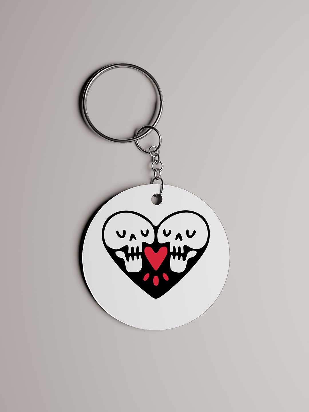 Skull Heart Art Graphic Keychain
