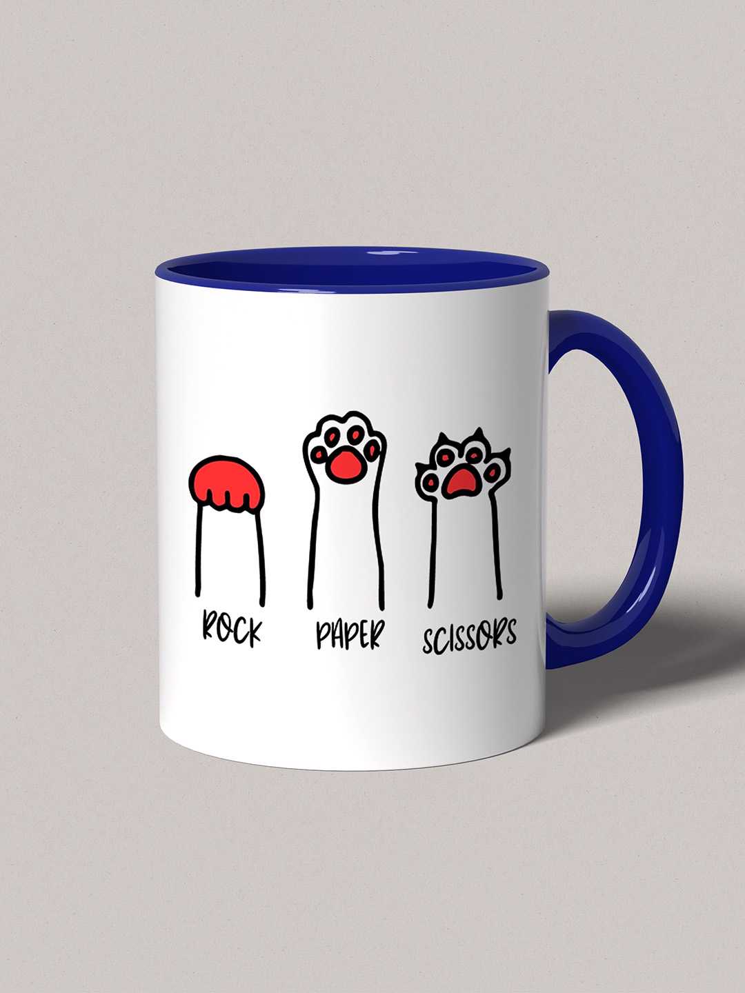 ROCK PAPER SCISSORS Graphic Printed Ceramic Mug