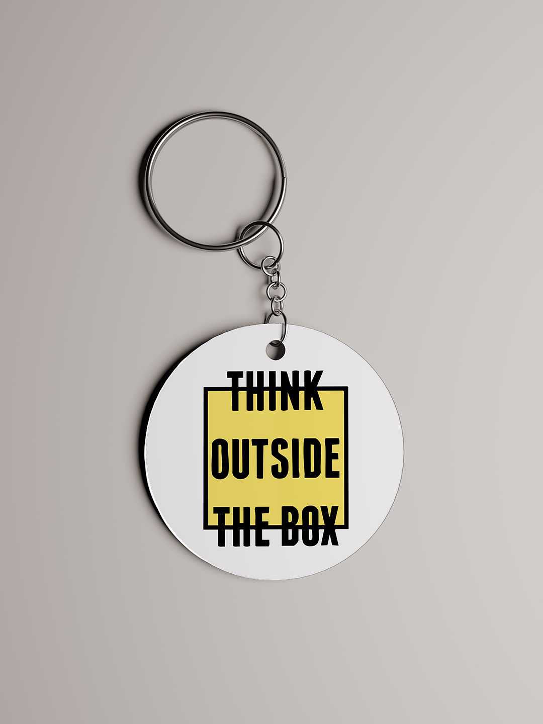 Think Outside the Box Graphic Keychain