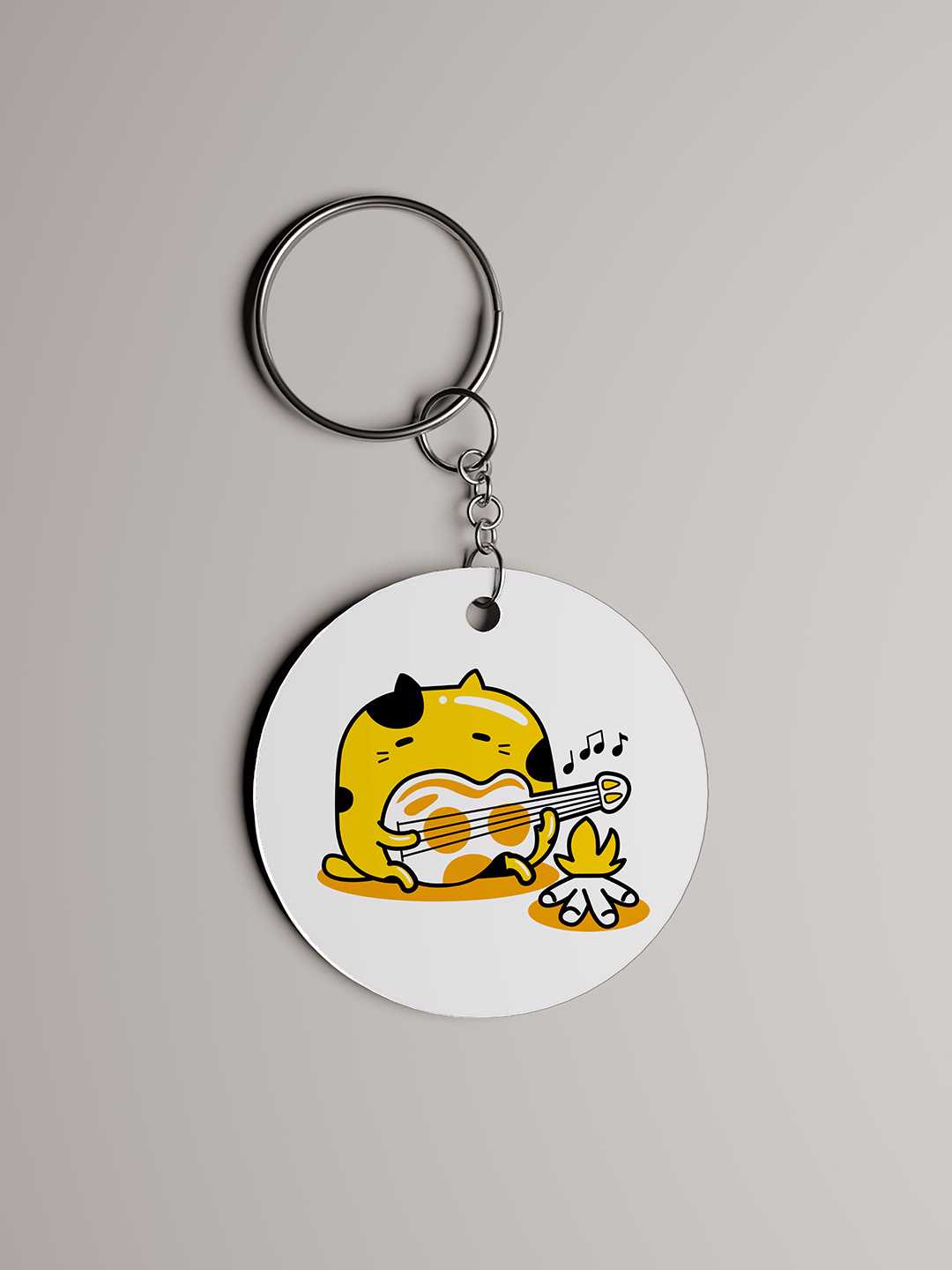 Musical Cat Graphic Keychain