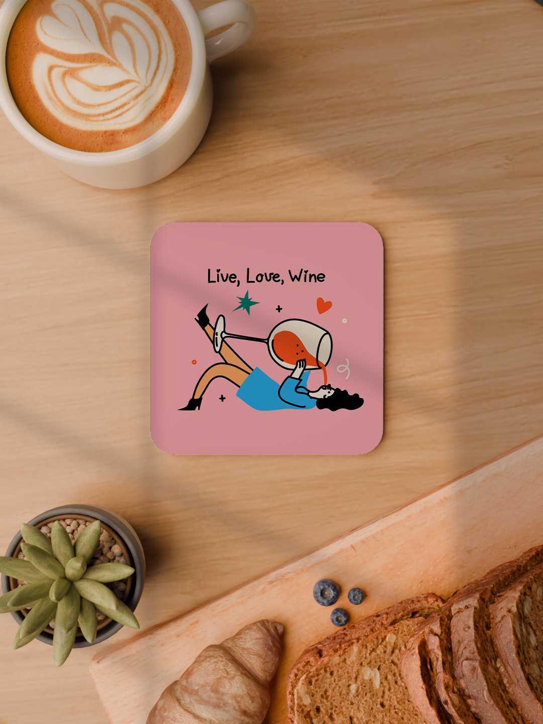 Wine and Dine Graphic Coasters - Pack of 6