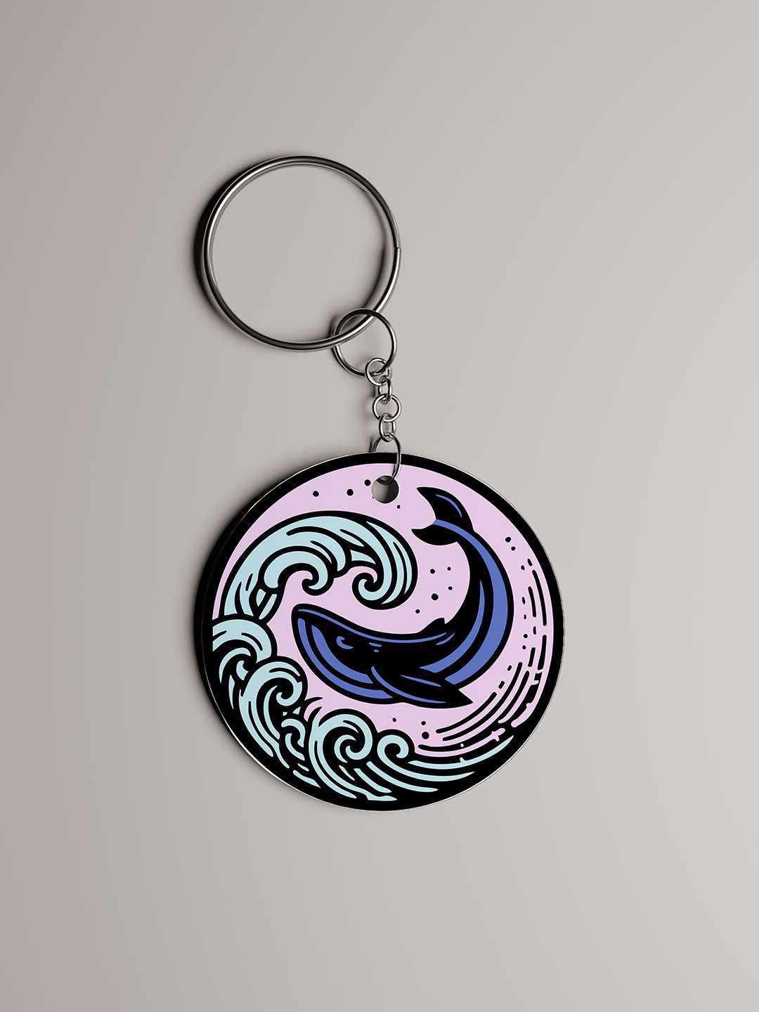 Whale Art Graphic Keychain